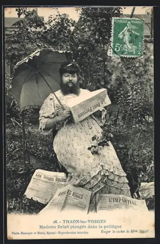 AK Thaon-les-Vosges, Madame Delait dans la Politique, Bärtige Dame