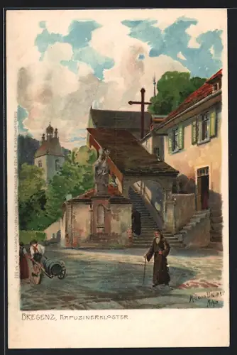 Künstler-AK Zeno Diemer: Bregenz, Hof des Kapuzinerklosters