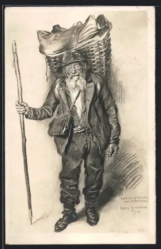 Künstler-AK Mariazell, Der alte Teufl, Exzentriker