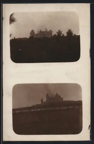 Foto-AK Kreuzenstein, Brand der Burg