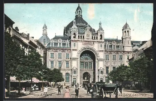 AK Anvers, La Gare Centrale, Bahnhof