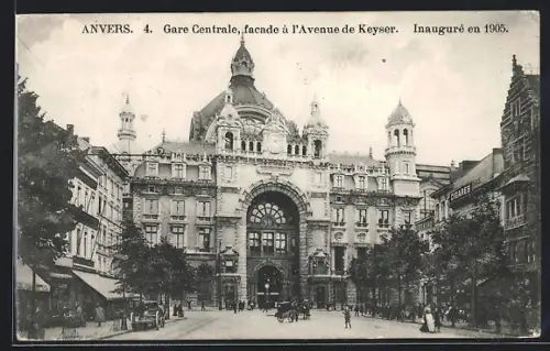 AK Anvers, Gare Central, facade à l`Avenue de Keyser