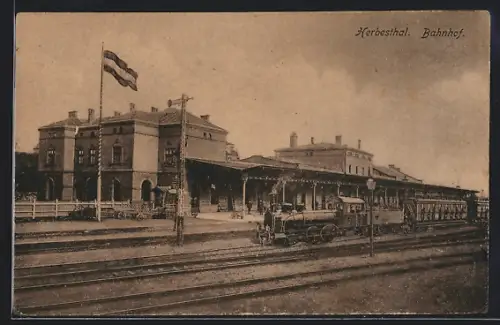 AK Herbesthal, Bahnhof mit Bahnsteig