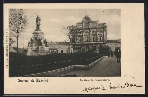 AK Bruxelles, La Gare du Luxembourg, Bahnhof