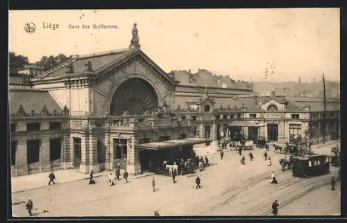 AK Liege, Gare des Guillemins, Strassenbahn
