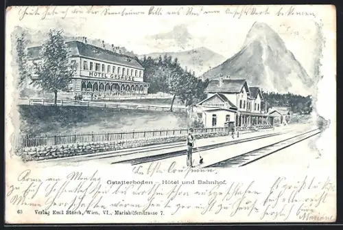 AK Gstatterboden, Hotel und Bahnhof