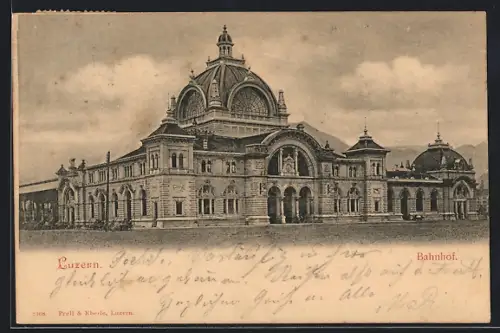 AK Luzern, Bahnhof mit Vorplatz