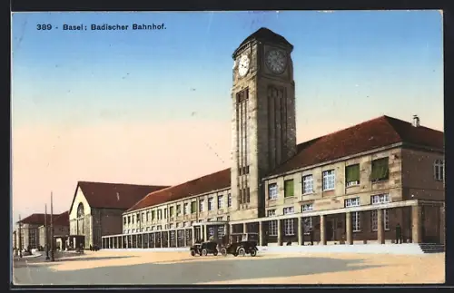 AK Basel, Partie am Badischen Bahnhof