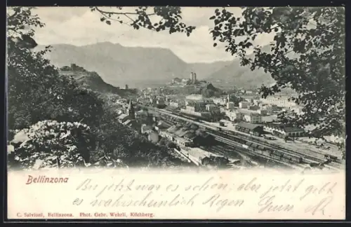 AK Bellinzona, Ortsansicht mit Bahnhof