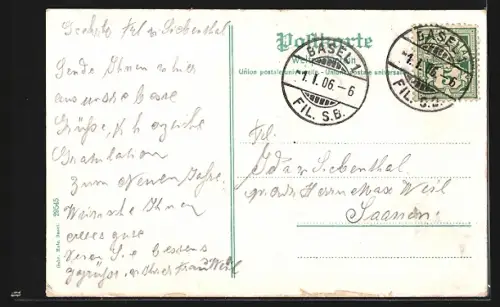 AK Basel, Strassburger Denkmal mit Bundesbahnhof