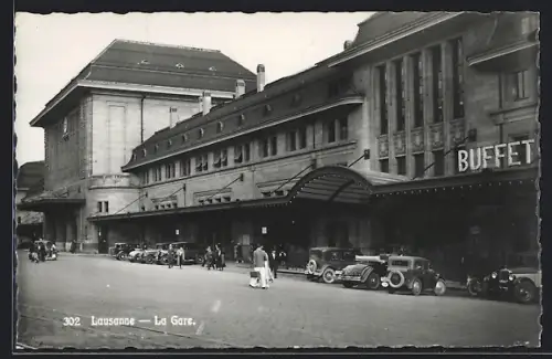 AK Lausanne, La Gare, Bahnhof