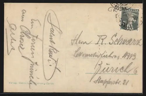 AK Arosa, Blick auf das Bahnhofquartier