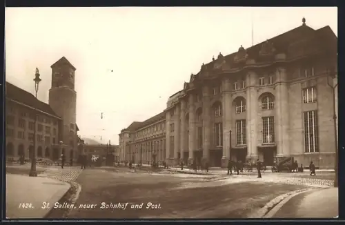 AK St. Gallen, neuer Bahnhof und Post
