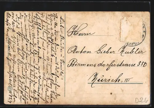 AK Schaffhausen, Teilansicht der Stadt mit Bahnhof