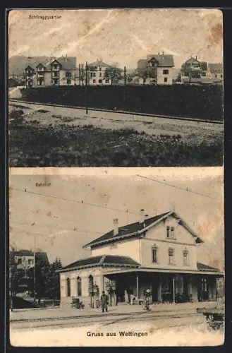 AK Wettingen, Bahnhof, Schöneggquartier