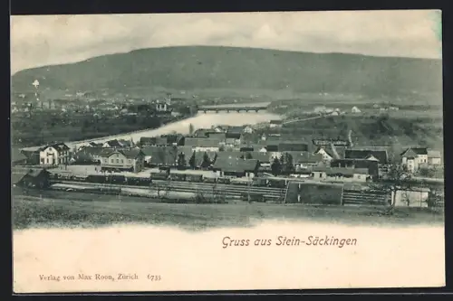 AK Stein-Säckingen, Ortsansicht mit Bahnhof