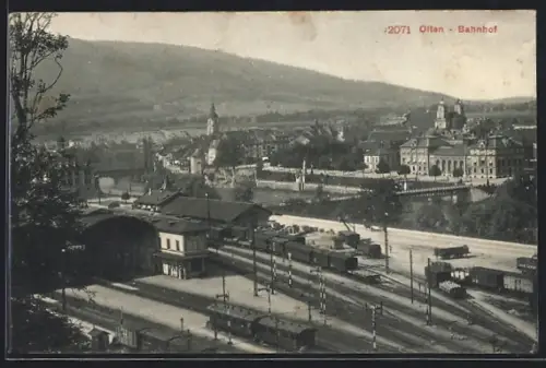 AK Olten, Bahnhof, Ortsansicht aus der Vogelschau