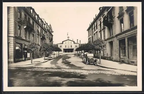 AK Baden, Bahnhof mit Bahnhofstrasse