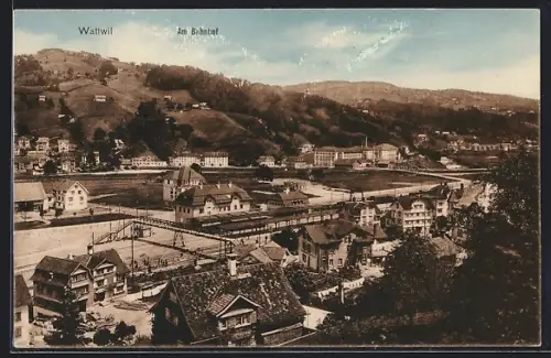 AK Wattwil, Bahnhof aus der Vogelschau