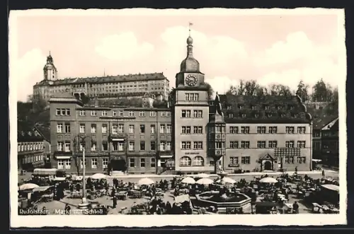AK Rudolstadt, Markt mit Schloss