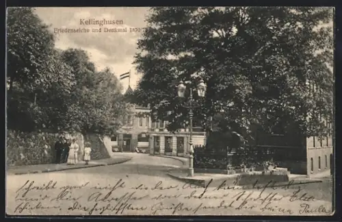 AK Kellinghusen, Friedenseiche und Denkmal 1870 /71