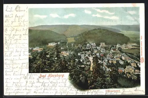AK Bad Harzburg, Villenviertel aus der Vogelschau