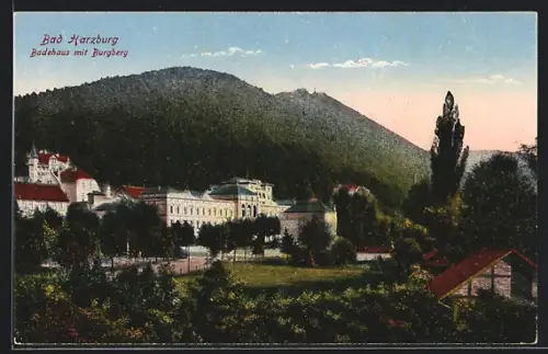 AK Bad Harzburg, Badehaus mit Burgberg