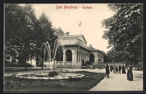 AK Bad Harzburg, Kurhaus mit Springbrunnen