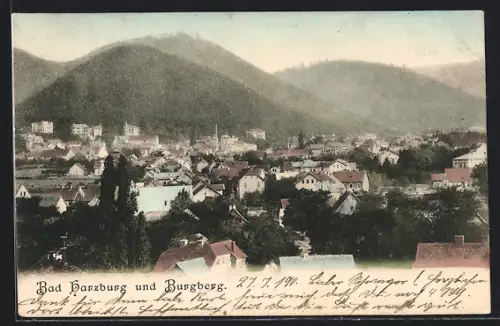 AK Bad Harzburg, Ortsansicht mit Burgberg