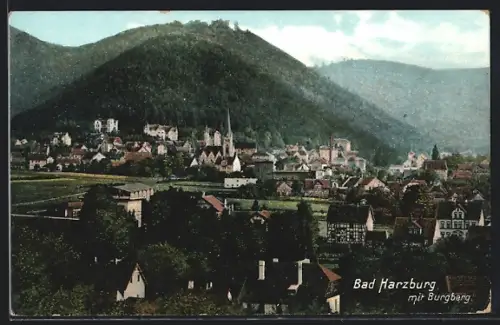 AK Bad Harzburg, Totalansicht mit Burgberg