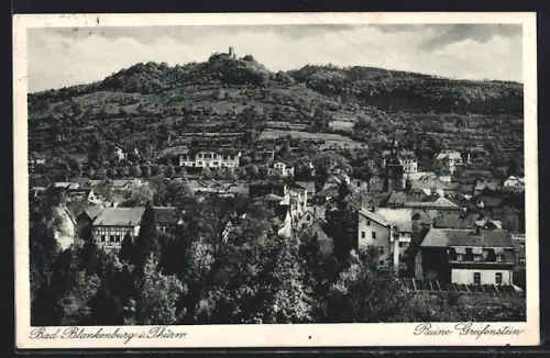 AK Bad Blankenburg /Th., Teilansicht mit Ruine Greifenstein