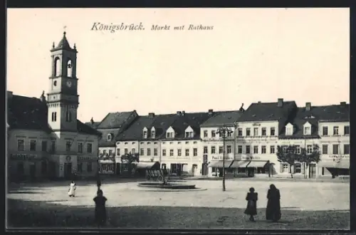 AK Königsbrück, Markt mit Rathaus