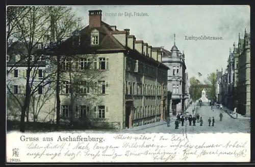 AK Aschaffenburg, Luitpoldstrasse, Institut der Engl. Fräulein