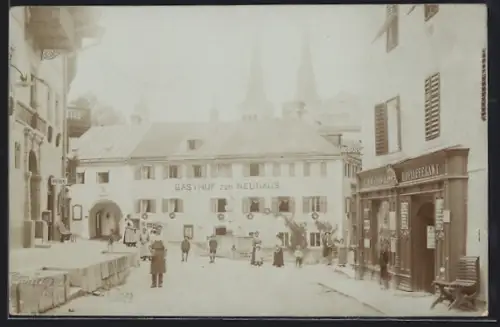 Foto-AK Berchtesgaden, Gasthof zum Neuhaus, Marktplatz