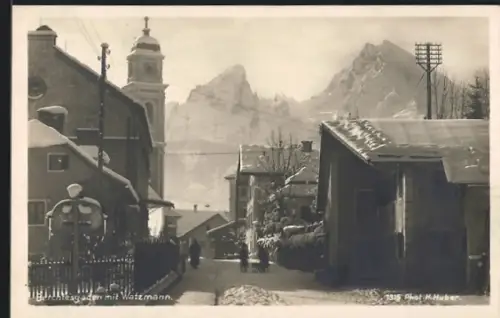 AK Berchtesgaden, Nonntal-Str. mit Watzmann