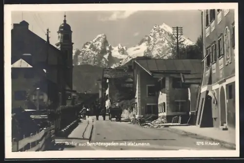 AK Berchtesgaden, Nonntal-Str., Partie mit Watzmann