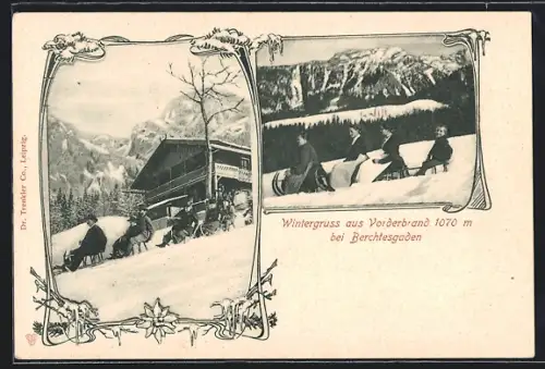 AK Schönau /Obb., Gasthof Vorderbrand, Winterlandschaft