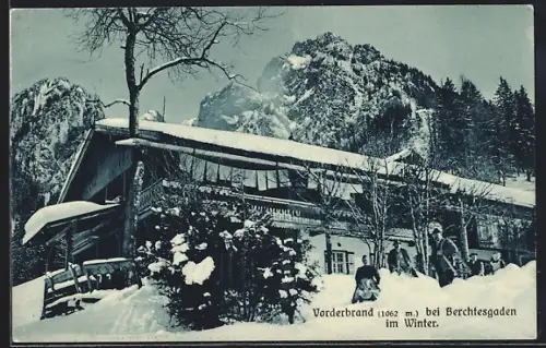 AK Schönau /Obb., Gasthof Vorderbrand im Winter