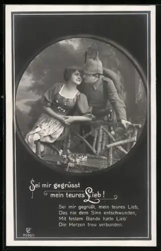 Foto-AK GL Co: Geliebter in Uniform begrüsst seine Geliebte