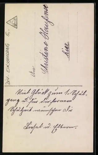 AK Schulanfang, Mädchen vor dem Rechenschieber im Klassenzimmer