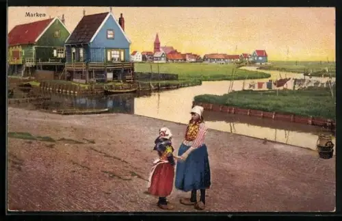 Künstler-AK Photochromie: Marken, Ortsansicht mit Kirche