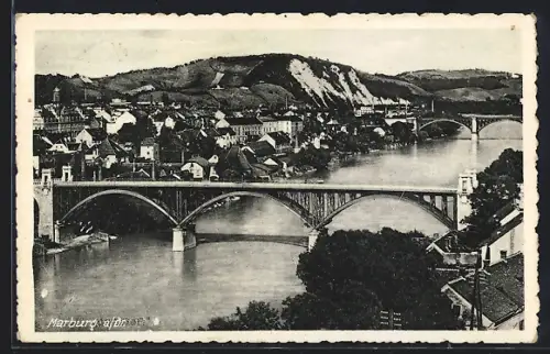 AK Marburg a. Dr., Flusspartie mit Brücke