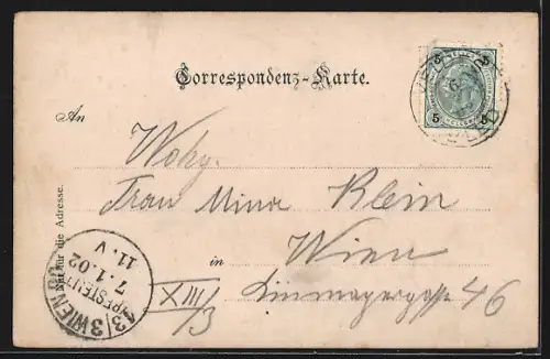 AK Veldes, Panorama mit Insel und Kirche