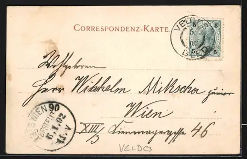 AK Bled / Veldes, Panoramablick auf den Ort