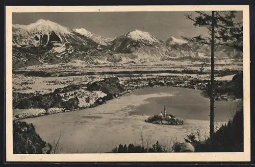 AK Veldes, Ortsansicht aus der Vogelschau