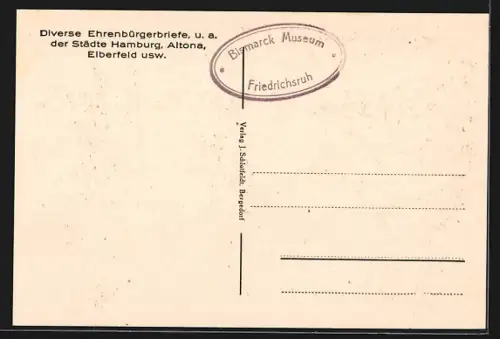 AK Friedrichsruh-Aumühle, Bismarck-Museum, Ausstellungsraum mit Ehrenbürgerbriefen