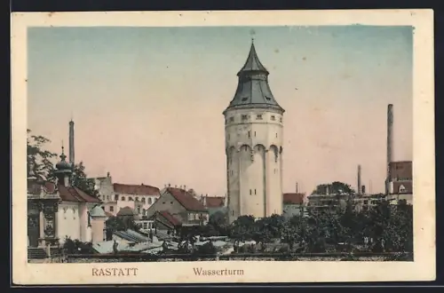 AK Rastatt, Wasserturm, Panorama