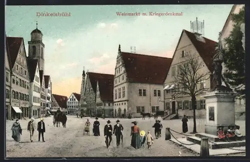 AK Dinkelsbühl, Weinmarkt m. Kriegerdenkmal