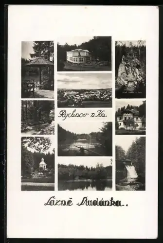 AK Rychnov n Kn., Wasserfall, Pilz, Uferpartie