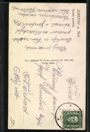 AK Josefov n. Met., Ruský pomník